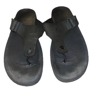 FitFlop Trakk II T-Strap Leather Sandal Black Men’s Size 11 VGUC Comfort Fit